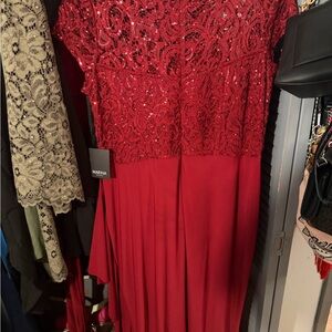 MARINA Scarlet Lace Maxi Dress